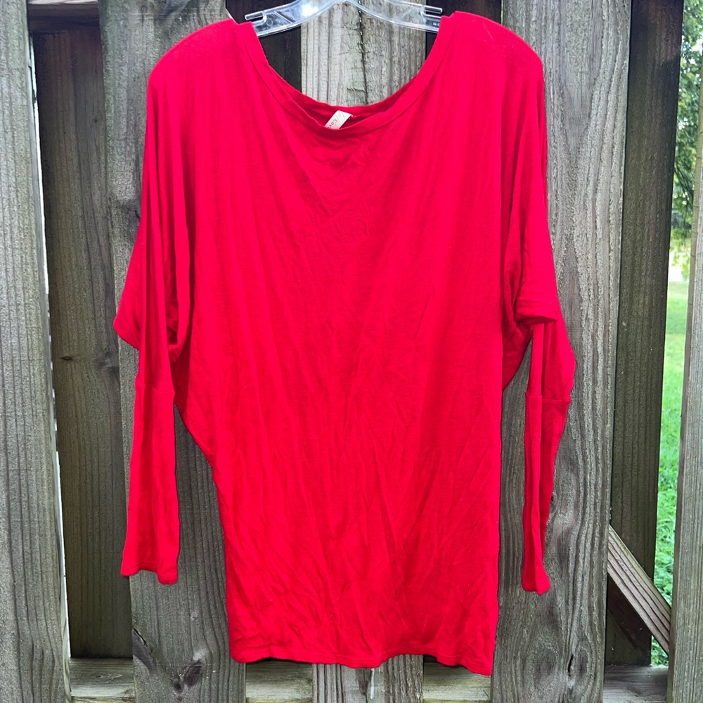 Love In Red Dolman Long Sleeve Top